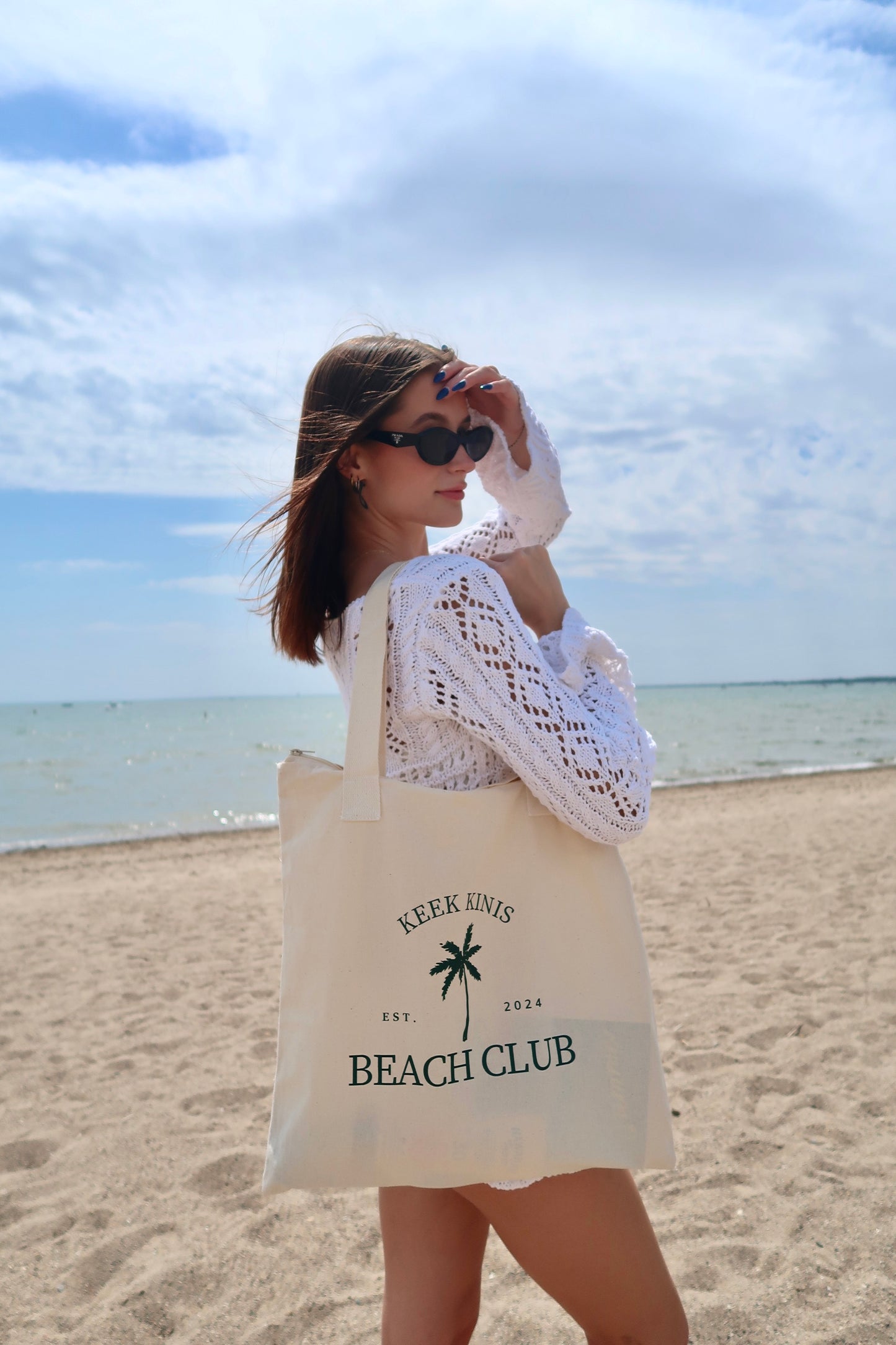 Beach Club Cotton Canvas Tote Bag