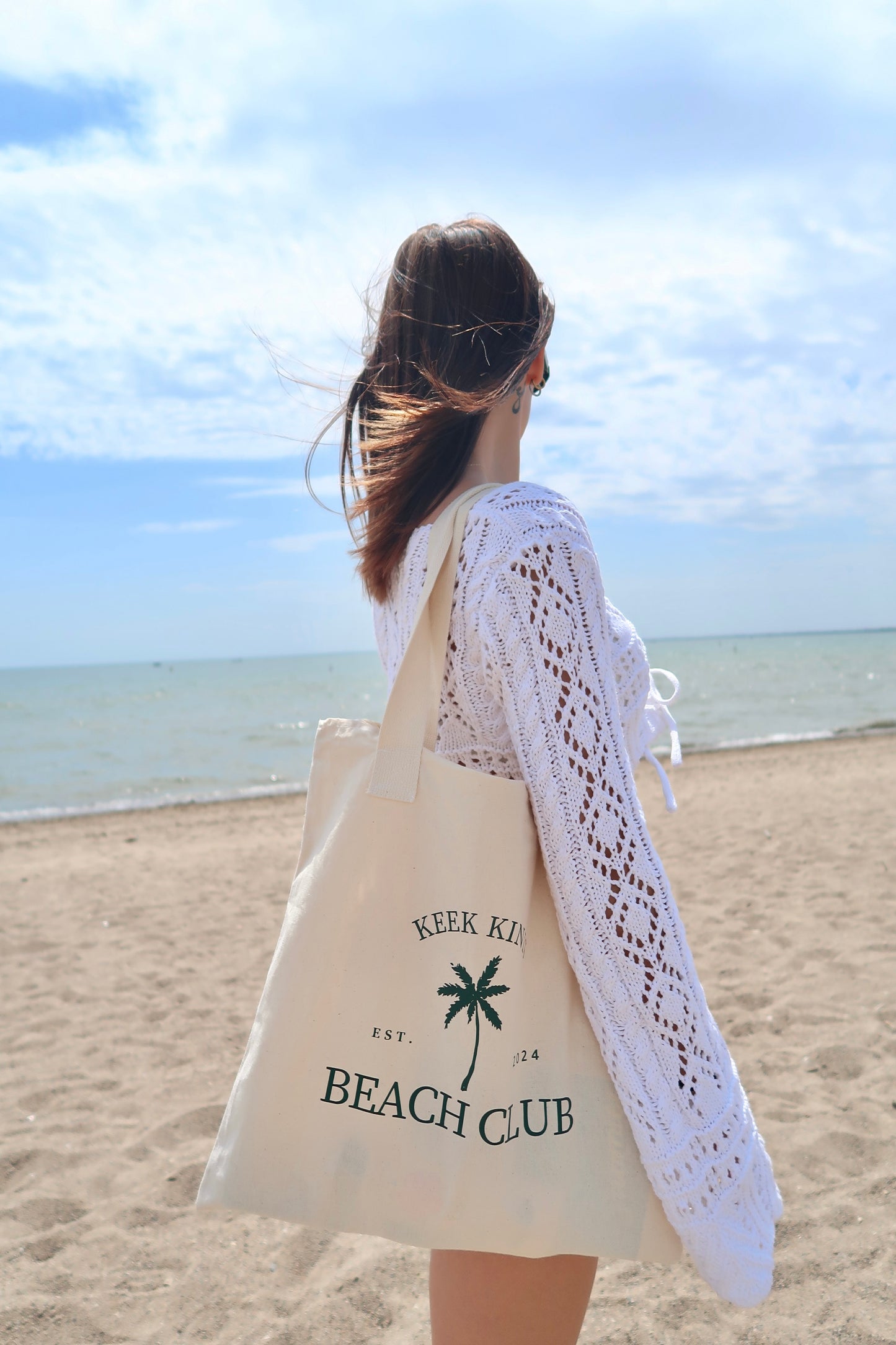 Beach Club Cotton Canvas Tote Bag