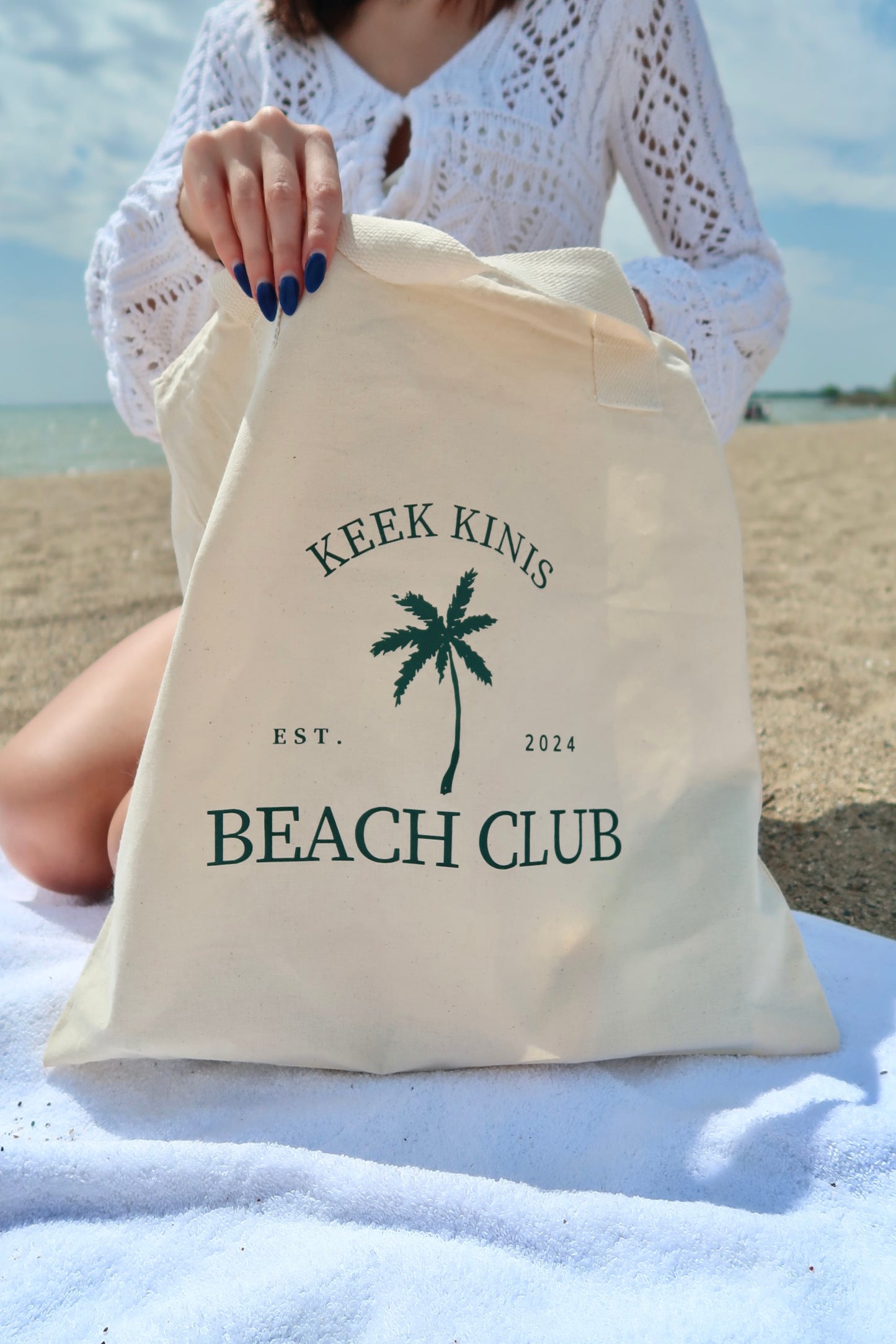 Beach Club Cotton Canvas Tote Bag