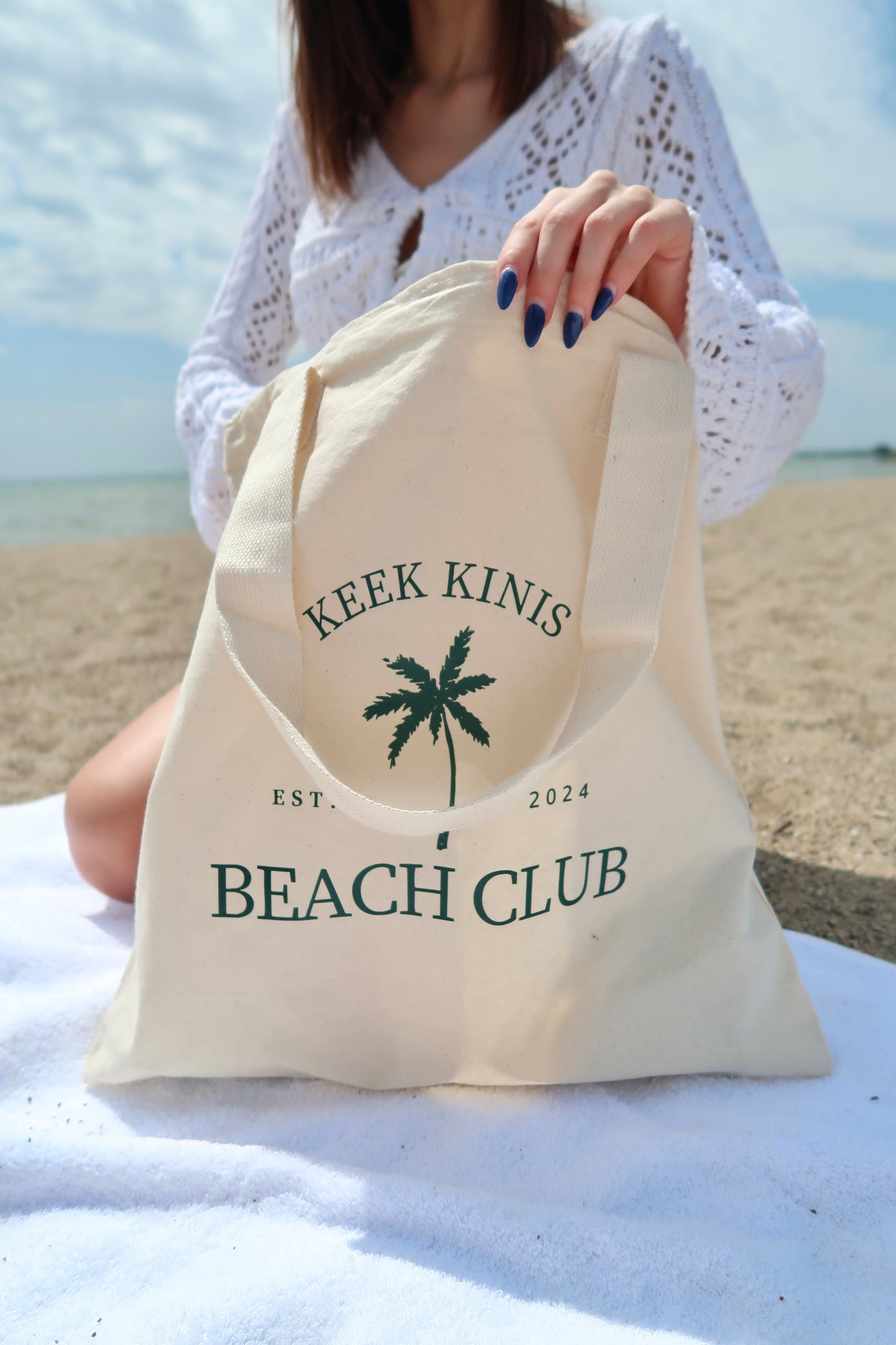 Beach Club Cotton Canvas Tote Bag