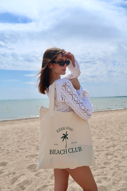 Beach Club Cotton Canvas Tote Bag